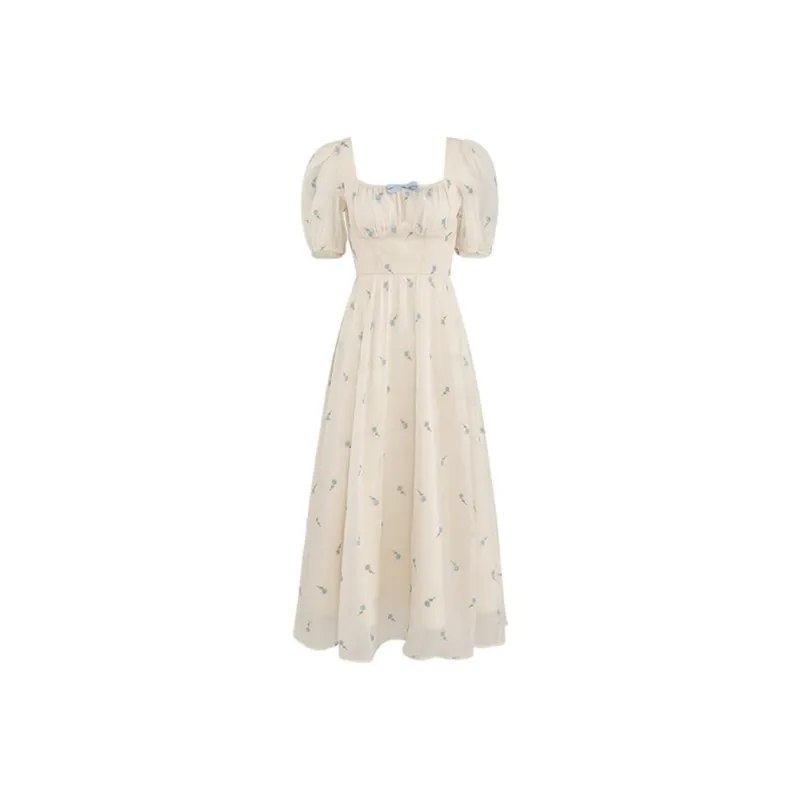 HUINIAN Short Sleeved Dress Women's Apricot-0