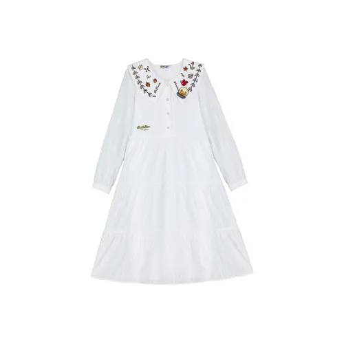B.Duck Long Sleeved Dresses Women's White