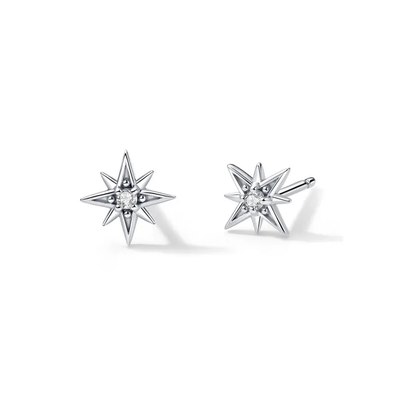 Agatha 925 Sterling Silver Stud Earrings Unisex Silver-1