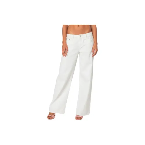Edikted Bow Pocket Relaxed Jeans Women's White