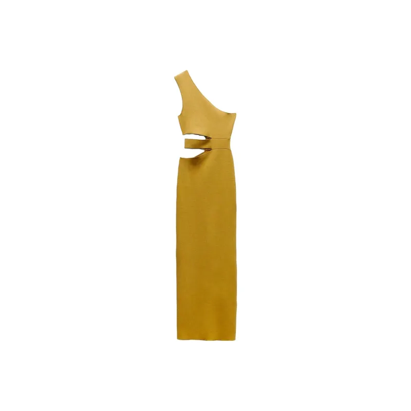 ZARA Sleeveless Dress Women's Mustard-0