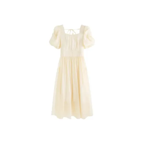 Local Gal Short-Sleeved Dresses Women's Beige Yellow