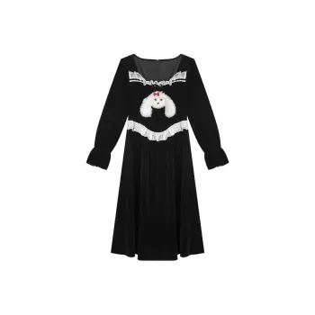 ANNIBUHUO Long Sleeved Dresses Women's Black