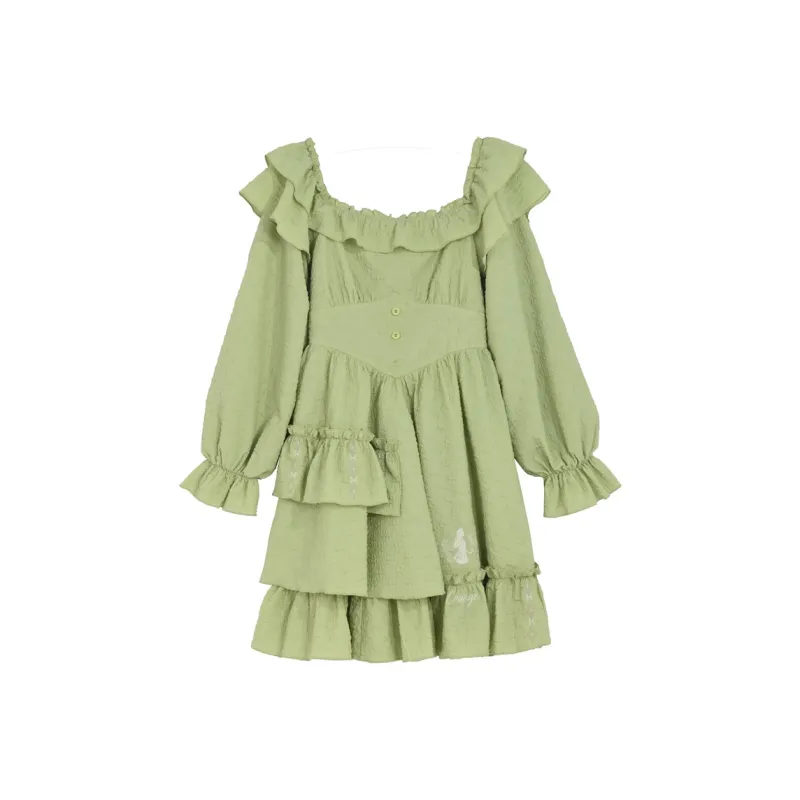 SNBL Forest Women's Tribe X Disney Co-brand Long-Sleeved Dresses Women's Green-0