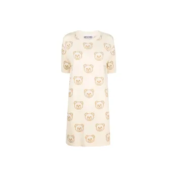 MOSCHINO Teddy Bear Embroidered Crewneck Dress