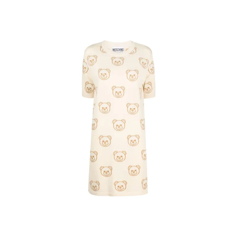 MOSCHINO Teddy Bear Embroidered Crewneck Dress-0