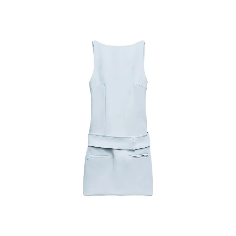 ZARA Sleeveless Dress Women's Dark Blue-0