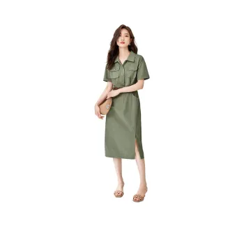 Mo Han Yi Mei Short Sleeved Dress Women's Light Green