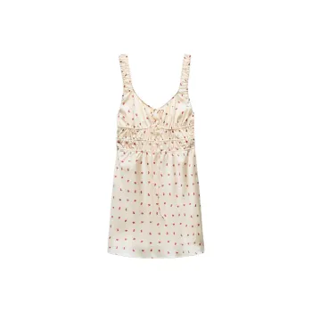 ZARA Slip Dresses Women's White/Red