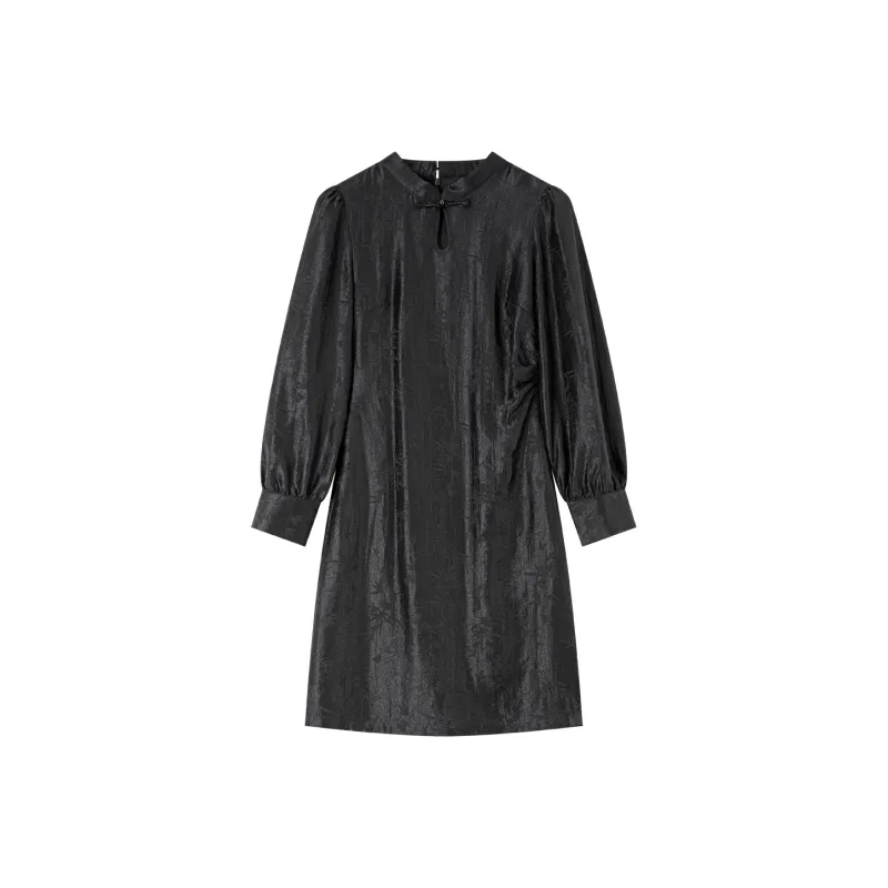 VIMLY Long Sleeved Dresses Women's Black-0