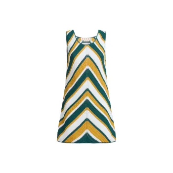 MARNI Striped Knitted Cotton Mini Dress