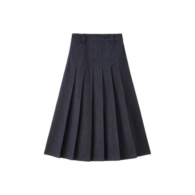 UNIQLO Denim Long Skirt Women's Dark Denim-0