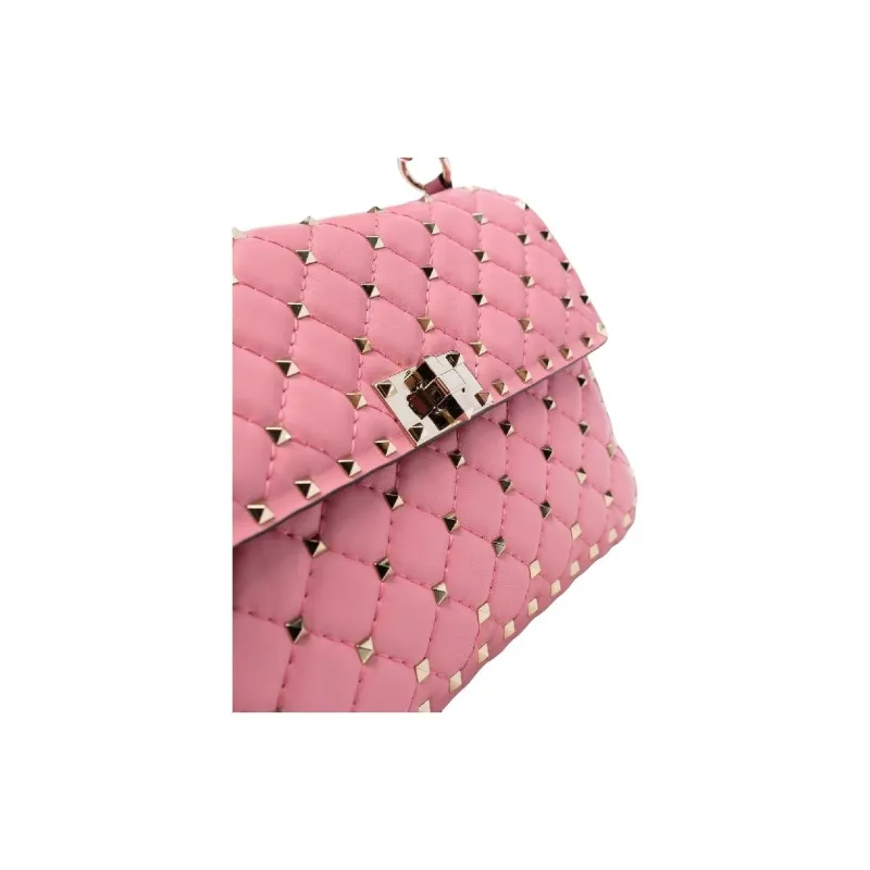 Valentino ROCKSTUD SPIKE Lambskin Shoulder Bag, Crossbody Bag, Handbag Women's Pink-3