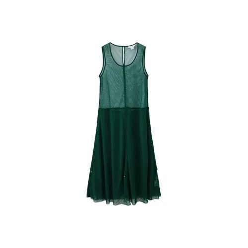 URBAN REVIVO Sleeveless Dresses Women's Leatherette Green