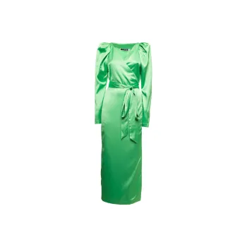Rotate Long sleeve Satin Wrap Dress