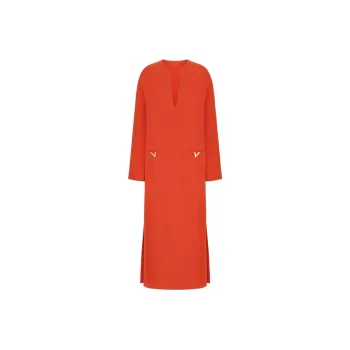 Valentino V Gold Straight Hem Midi Dress