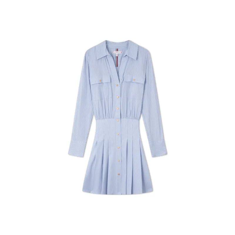 Tommy Hilfiger Long Sleeved Dresses Women's Blue White-0