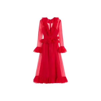 Valentino V Neck Ruffled Midi Dress