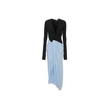 Victoria Beckham Long Sleeve Knot Detail Jersey Gown