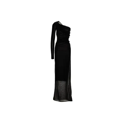 SAINT LAURENT One Shoulder Draped Maxi Dress