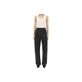 Bottega Veneta Leather Rounded Leg Trousers