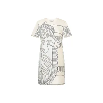 TORY BURCH SS24 Short Sleeved Dress Women's Beige