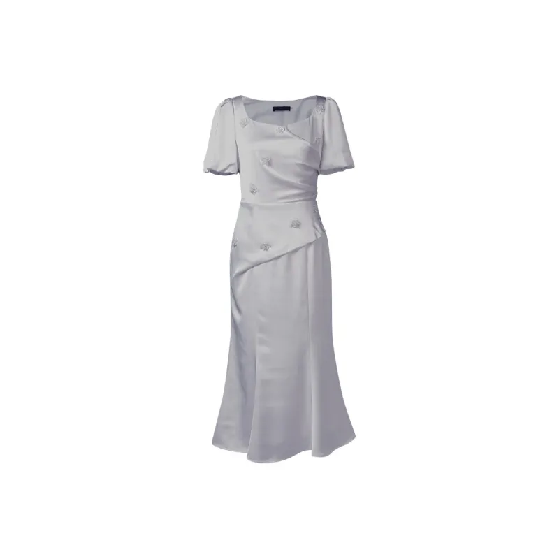 Duffy Fashion SS24 Short Sleeved Dresses Women's Gray-0
