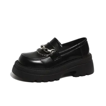 Medd Trendy Loafers Height Approx. 6cm Women's Classic Black & White Color Scheme