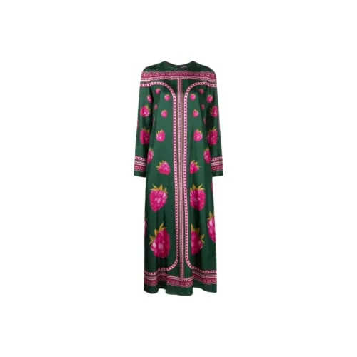 La DOUBLEJ. Lampone Printed Long Sleeve Swing Dress