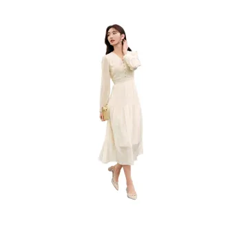 Hopeshow Long-Sleeved Dresses Women's Light Beige