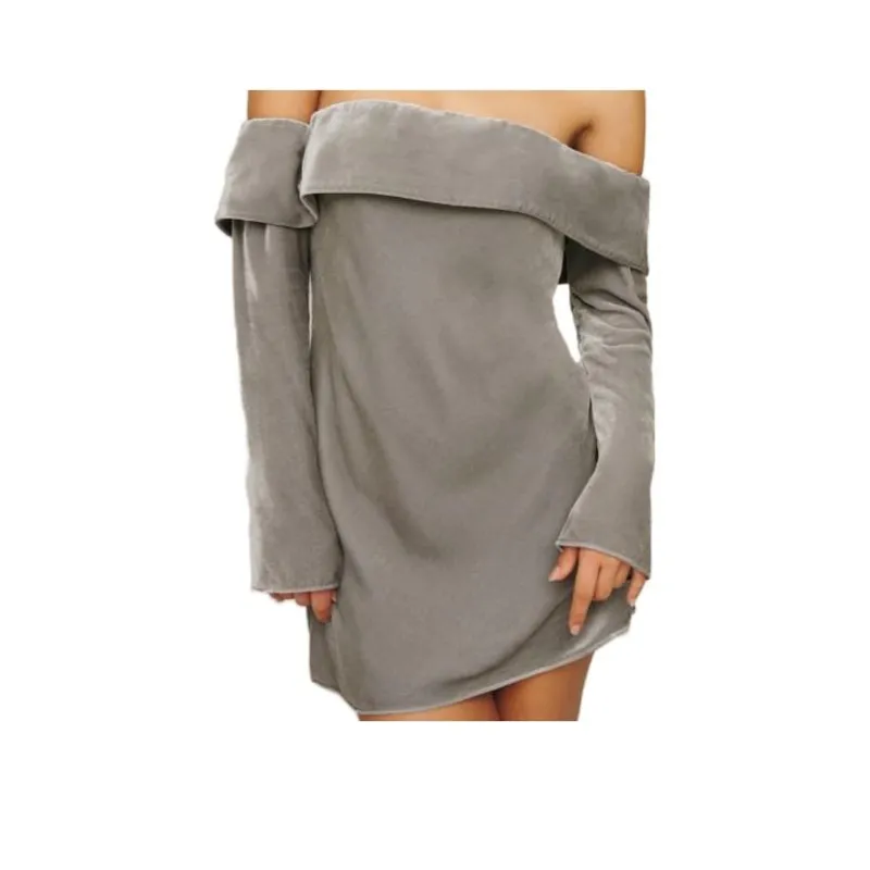 REFORMATION Maves Dress Long-Sleeved Dresses Women's Moonlight Velvet-0