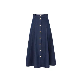 Zimmermann SS25 Denim Long Skirts Women's Blue