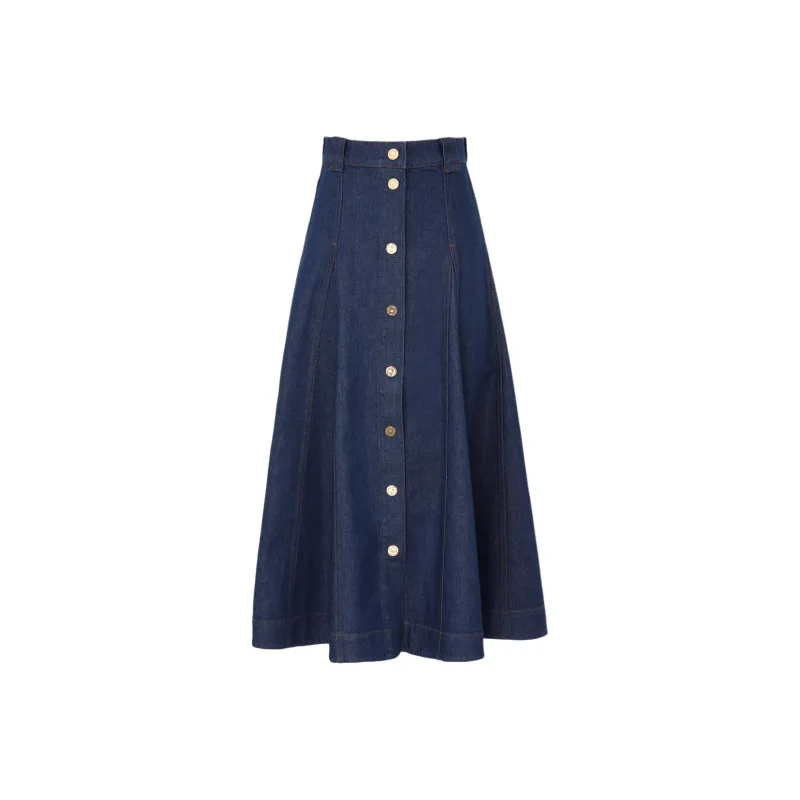 Zimmermann SS25 Denim Long Skirts Women's Blue-0