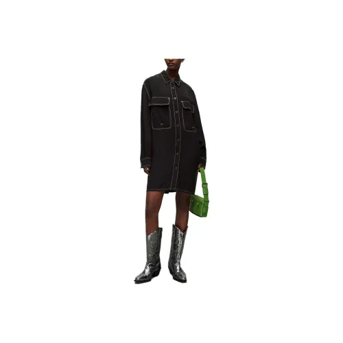 올세인츠 블랙 여성 긴팔 원피스