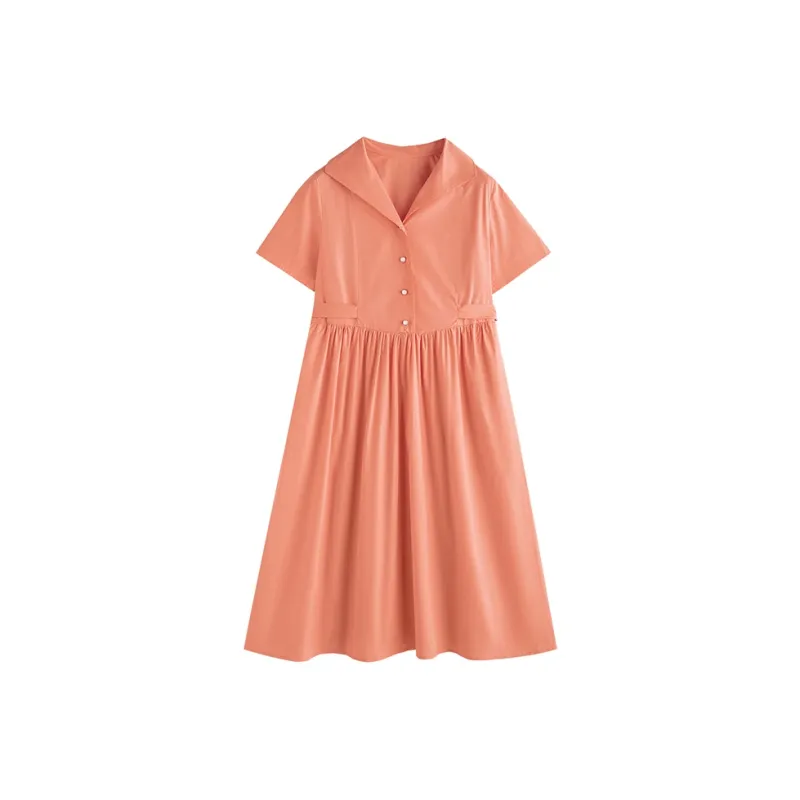 Initial Language Short Sleeved Dresses Women's-2
