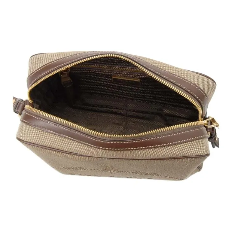 PRADA Jacquard Fabric Crossbody Bag, Shoulder Bag Women's Beige-2