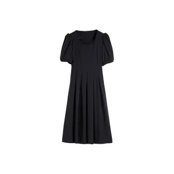 Hang Yi Court Short Sleeved Dress Women's Navy Blue