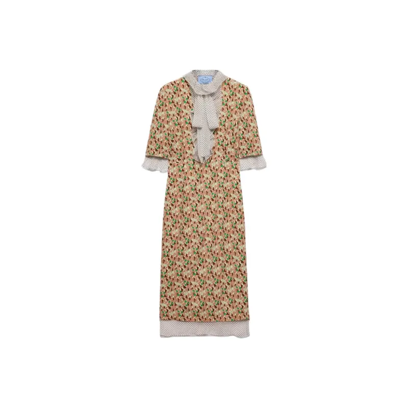 PRADA Printed Georgette Midi Dress-0