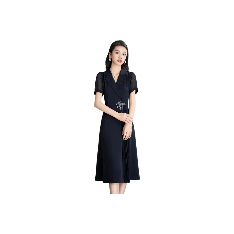 Mylan Short Sleeved Dress Women's Navy Blue-0