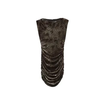 GUESS Velvet Animalier Mini Dress Sleeveless Dress Women's Olive