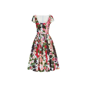 Oscar De La Renta Hollyhocks Scoop neck Dress
