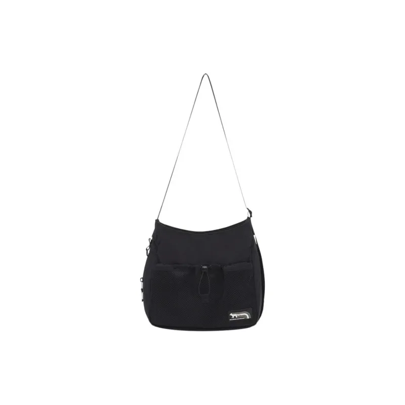 Maison Kitsune Fabric Portable Crossbody Bag Shoulder Bag Medium Size Women's Black-0