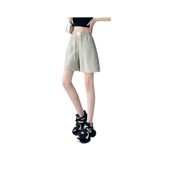 Tonlion Casual Shorts Women's Gray Pea Green