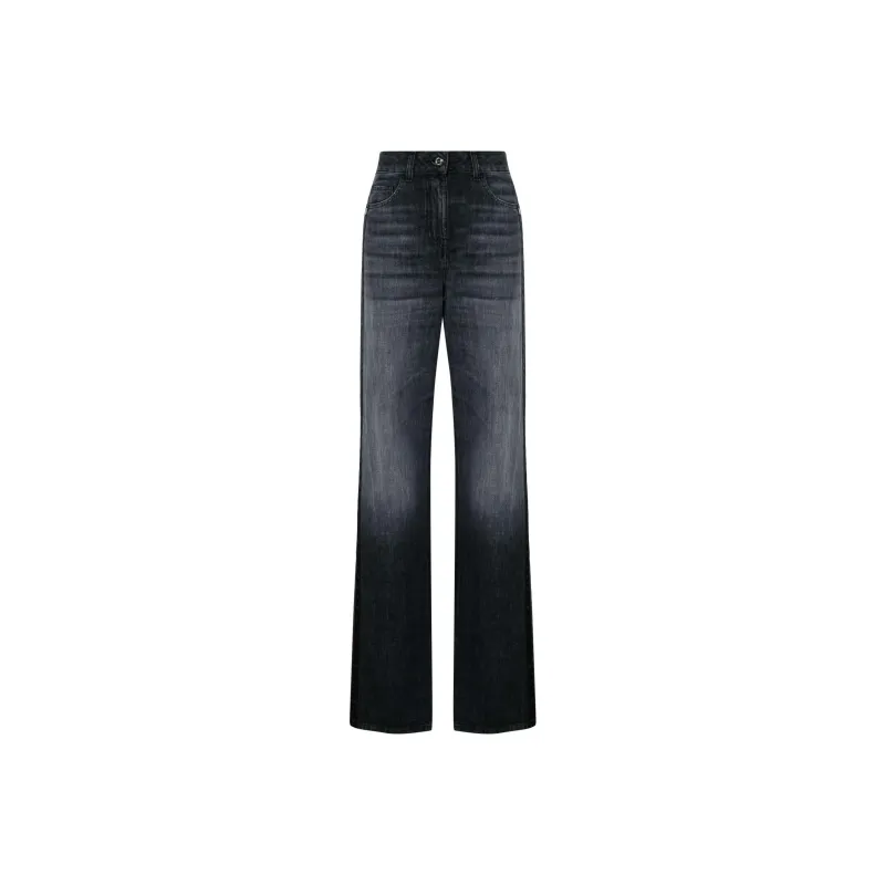 Elisabetta Franchi Satin Band Wide Leg Jeans-0