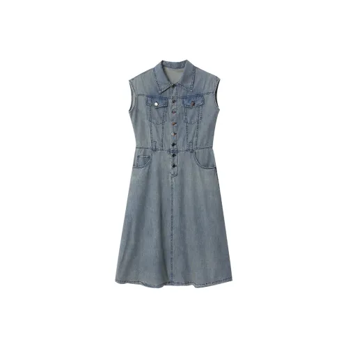 After Home Party Sleeveless Dress Women's Vintage Blue