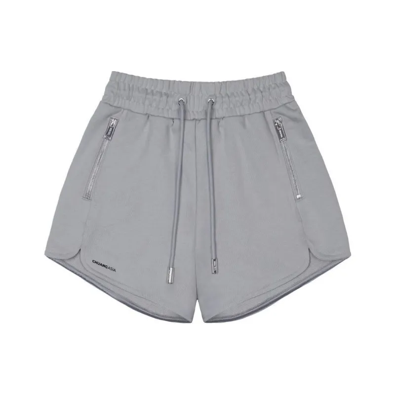 TEAM WANG Logo print Cotton Track Shorts-0