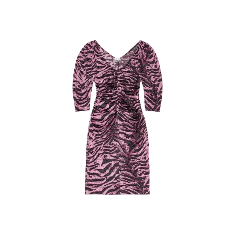 GANNI Tiger print Crinkled Midi Dress-0
