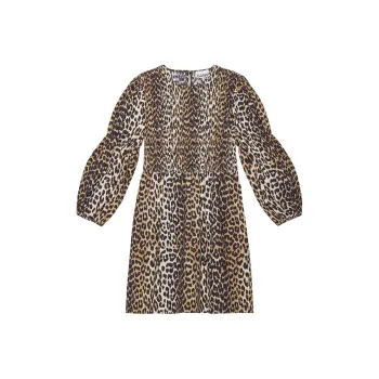 GANNI Long-Sleeved Dresses Women's Leopard Print