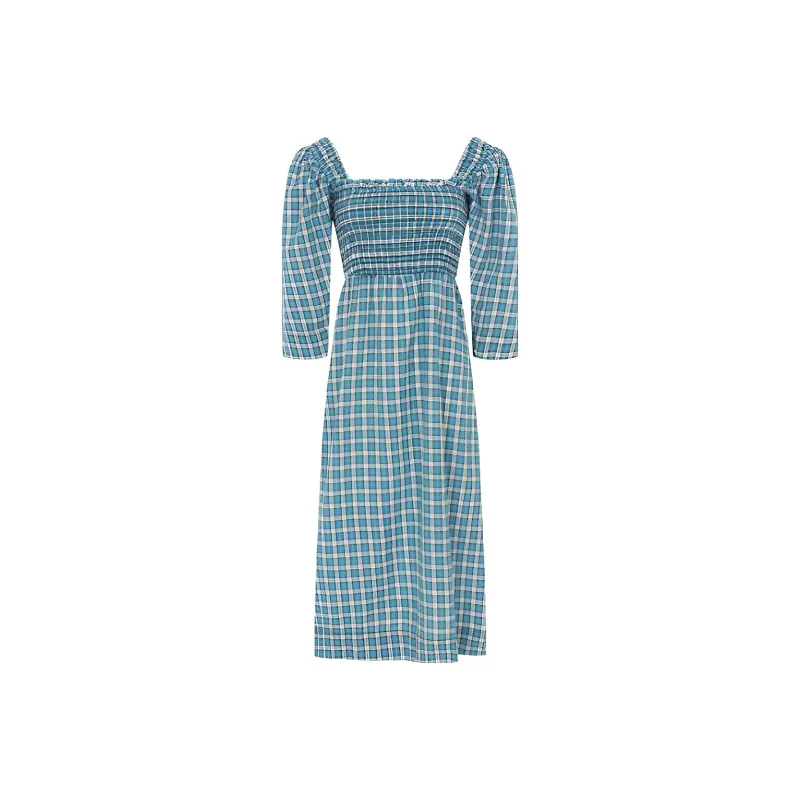 GANNI Short Sleeved Dresses Women's Blue-0