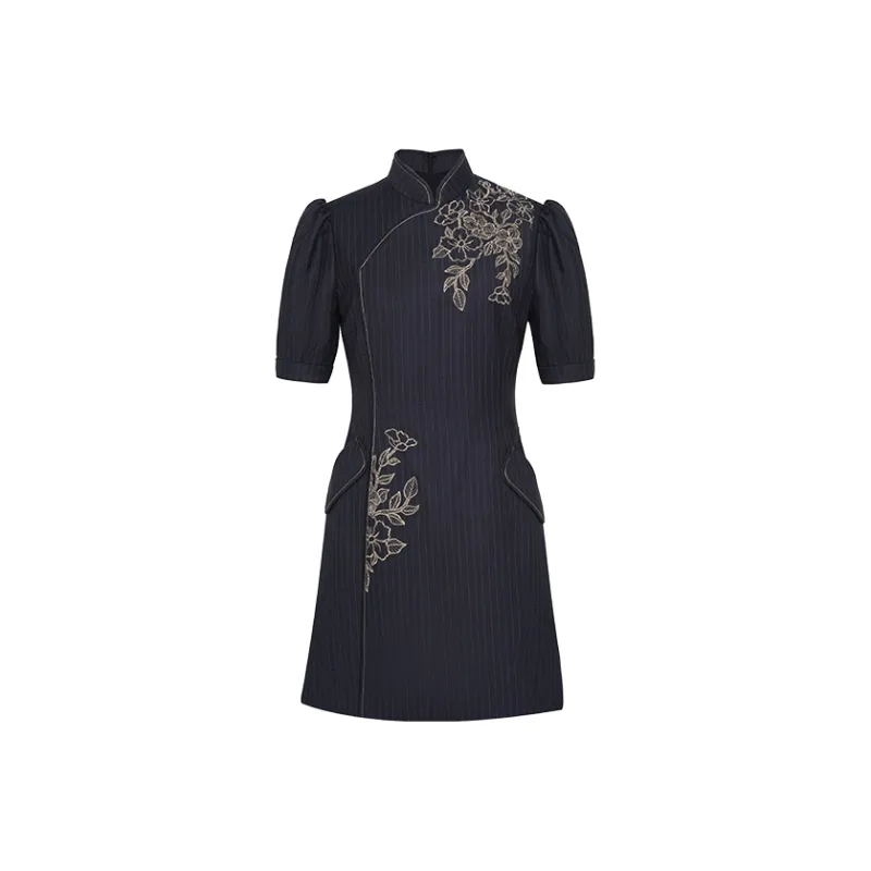 ROSESTUDIOBYGUOPEI Short Sleeved Dresses Women's Gray-0
